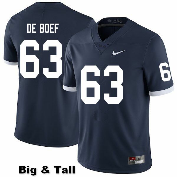 NCAA Nike Men's Penn State Nittany Lions Collin De Boef #63 College Football Authentic Throwback Big & Tall Navy Stitched Jersey AKA6498HG